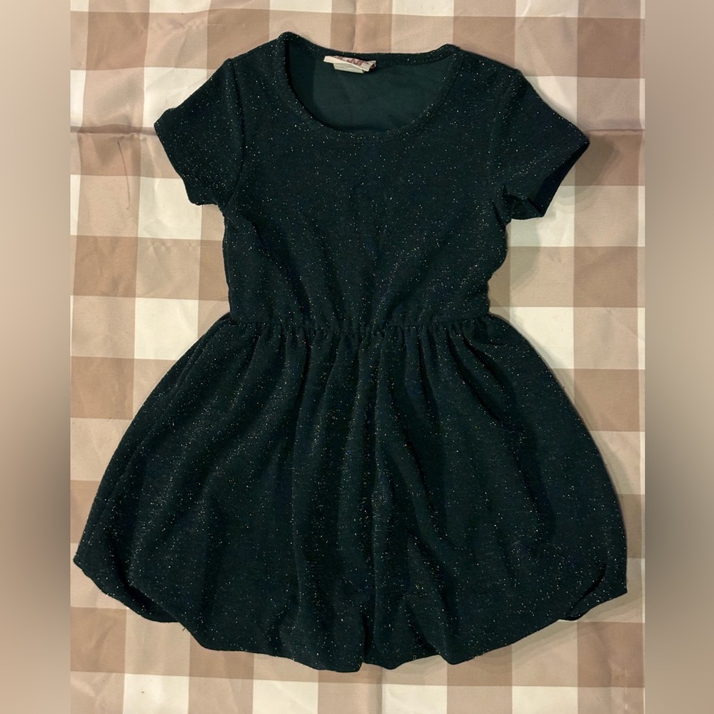 Charming Glittery Dark Green Kids Casual Dress